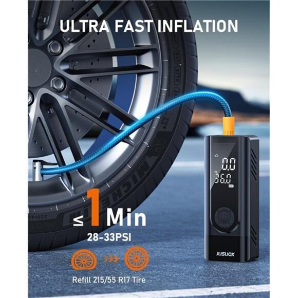 Tire Inflator Portable Air Compressor, 150PSI Cordless Air Pump for Car Tires - Picture 2 of 7